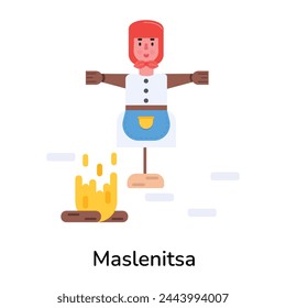 Modern flat icon depicting maslenitsa 