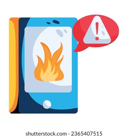 Modernes flaches Symbol mit mobiler Brandwarnung 