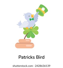 Modern flat icon depicting a patricks bird 