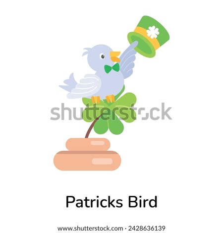 Modern flat icon depicting a patricks bird 