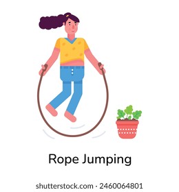 Modern flat icon depicting rope jumping 