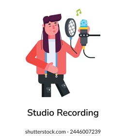 Modern flat icon depicting studio recording 
