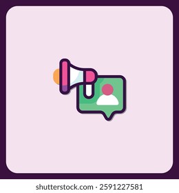 Modern Flat Icon Design for Announcement and Notification to a Person
