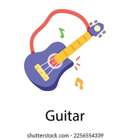 Diseño moderno de iconos planos de la guitarra 