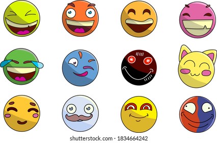 Modern flat icon design set of emoticons. High-quality flat icon design.