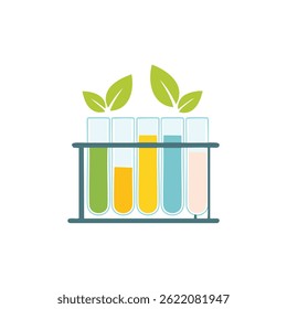 Modern flat icon of essential oils and test tubes for aromatherapy