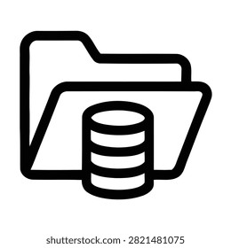 Modern flat icon of folder containing database file