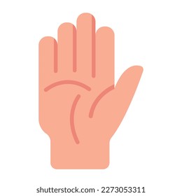 A modern flat icon of hand palm