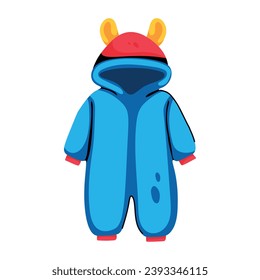 Modern flat icon of hooded romper 