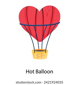 Modern flat icon of hot balloon 