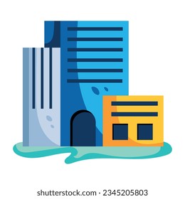 Modern flat icon of hotel building 