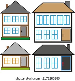 Icono plano moderno con casa. Estilo de caricatura. Concepto arte. Ilustración vectorial. imagen de stock. 