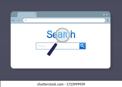 Modern flat icon with loupe web on white background. Icon on white backdrop. Digital vector illustration. Search icon vector.