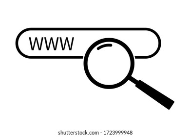 Modern flat icon with loupe web on white background. Icon on white backdrop. Digital vector illustration. Search icon vector.