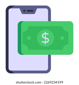 Eine moderne, flache Ikone für mobile Zahlungen, bearbeitbare Vektorgrafik 