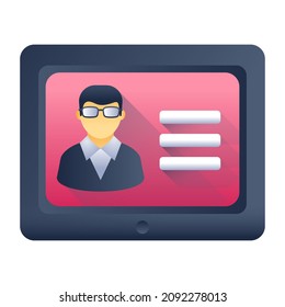 A modern flat icon of online tutor 