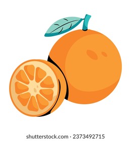Moderne flache Ikone orangefarbener Früchte 