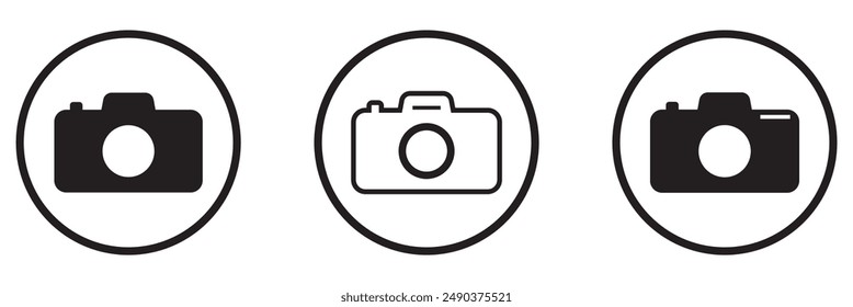 Modern flat icon photo camera. Photography. Set of photo camera signs.