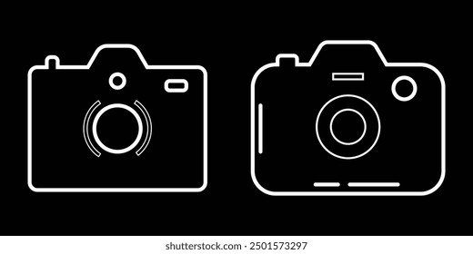 Modern flat icon photo camera. Photography. Set of photo camera signs. On black and white background. Design eps 10