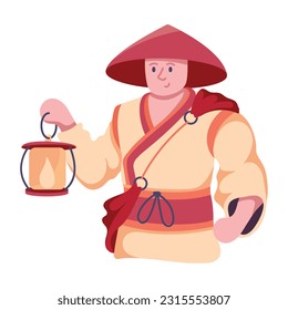 Modern flat icon of samurai avatar