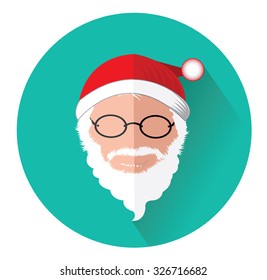 Modern flat icon of Santa claus
