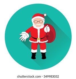 Modern flat icon of Santa claus