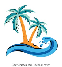 Modern flat icon of sea wave 