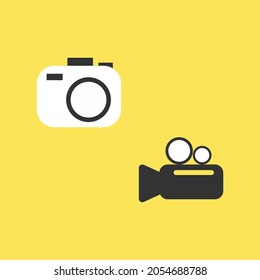 Modern flat icon set of trendy camera, recorder, gallery isolated on background. Symbols for website and app design, UI.