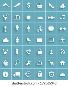 Modern Flat Icon Set for Web and Mobile Application in Stylish Colors
