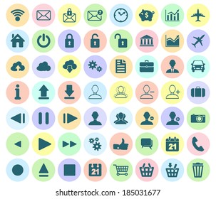 Modern flat icon set of web, multimedia and business icons on a white background
