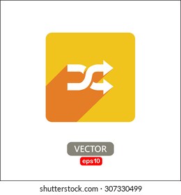 Modern and flat icon of shuffle  on white background.