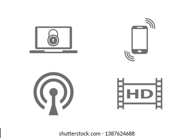 Modern flat icon technology set.
Digital technology concept, vector illustration.