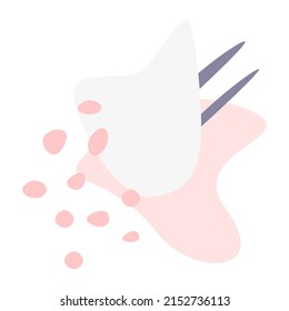 Modern flat icon template illustration in pink, soft blue, purple and dark gray or black with spots, shapes, lines and dots decoration for cards, banners, posters, stickers