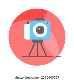 Icono plano moderno de cámara trípode de estilo editable, concepto de fotografía profesional
