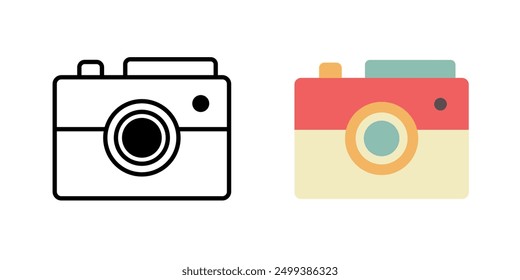 Modern flat icon vector camera. Camera line style vector. Isolated on white background.