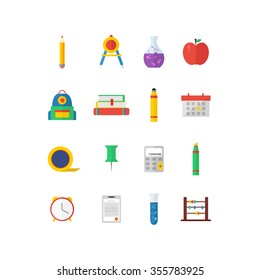 Modern flat icon vector illustration collection on high school 