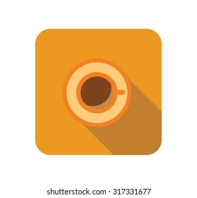 Modern flat icon vector with long shadow effect in stylish colors of web design objects. Isolated on transparent background. Coffee.