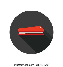 Modern flat icon vector with long shadow effect in stylish colors of web design objects. Isolated on transparent background. Office stationary - stapler.