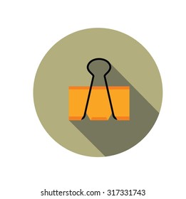 Modern flat icon vector with long shadow effect in stylish colors of web design objects. Isolated on transparent background. Office stationary - paper clip.