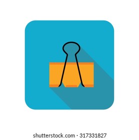 Modern flat icon vector with long shadow effect in stylish colors of web design objects. Isolated on transparent background. Office stationary - paper clip.