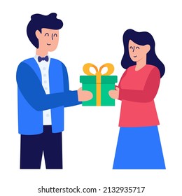 A modern flat icon of wedding gift 

