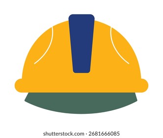 Un icono plano moderno de un casco de construcción amarillo. Un símbolo gráfico sencillo para la seguridad de los trabajadores y el equipo de protección personal (EPP). Aislado en un fondo blanco.
