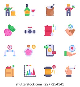Modern Flat Icons of Exports and Trade

