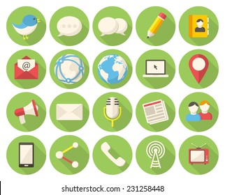 Modern flat icons with long shadow