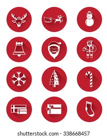 Modern flat icons of Santa claus and Christmas Day