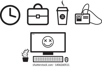 Modern flat icons set of business workflow, office workplace stuff. Unique color flat graphics elements with stroke lines. Premium quality vector pictogram concept for web, logo, branding, infographic