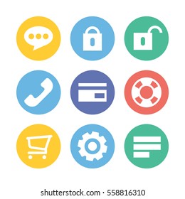 Modern flat icons set in circle.