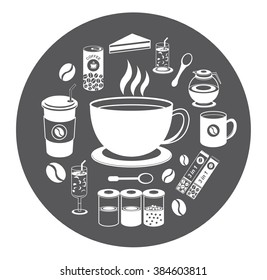 Modern flat icons set of coffee