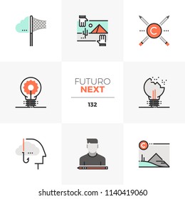 Moderne, flache Symbole, die sich durch geistiges Eigentum auszeichnen, Ideen stehlen. Einzigartige Linien für flache Grafikelemente. Premium-Vektorbild-Konzept für Web, Logo, Branding, Infografiken.