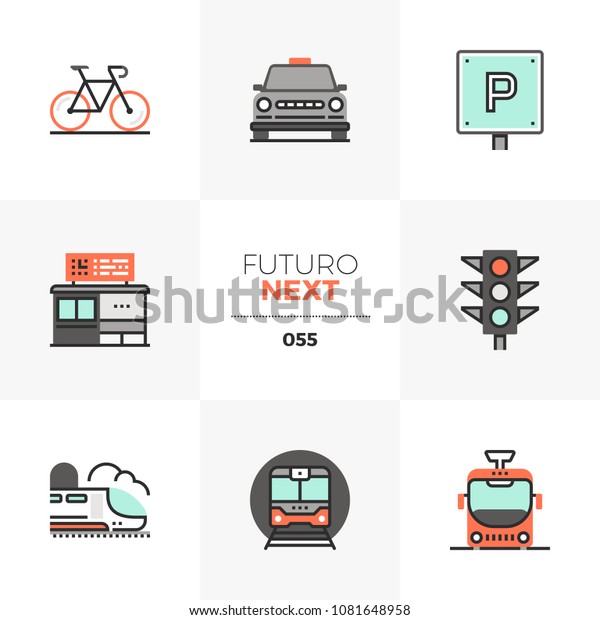 Modern flat icons set of various city\
transport, commute transportation. Unique color flat graphics\
elements stroke lines. Premium quality vector pictogram concept for\
web, logo, branding,\
infographic